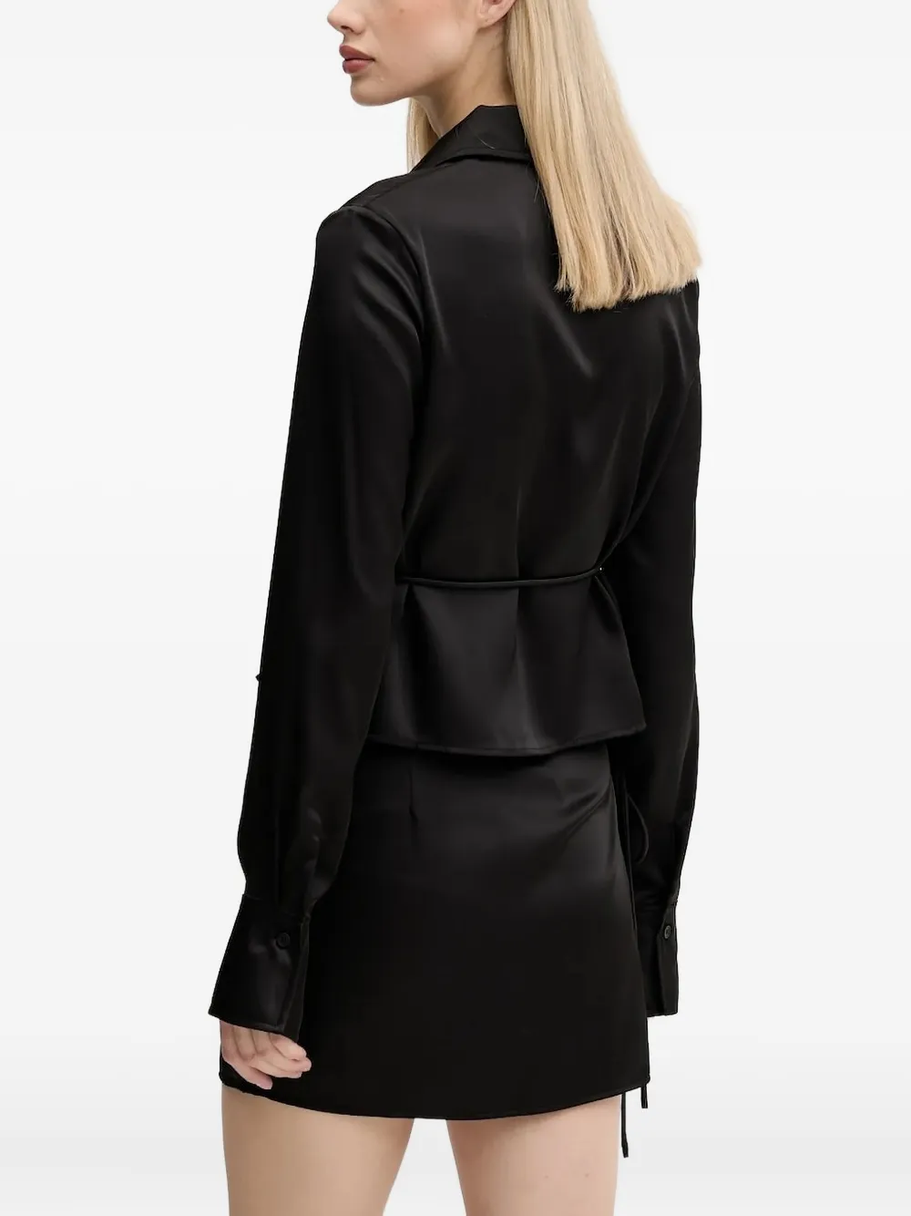 Karl Lagerfeld Jeans Blouse met wikkel-effect en logodetail - Zwart