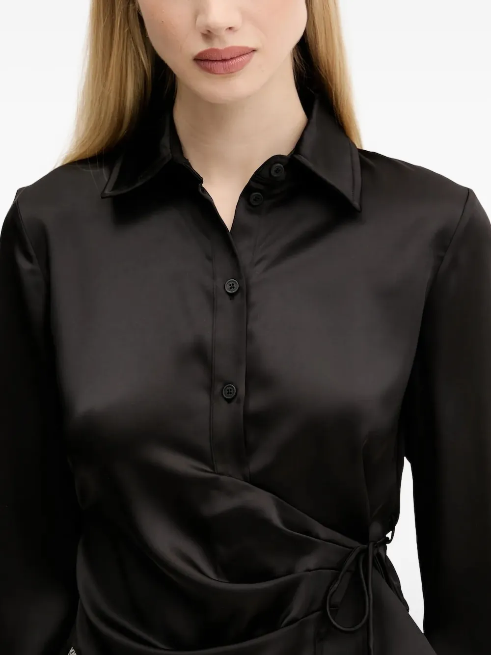 Karl Lagerfeld Jeans wrap-effect logo-detail shirt Zwart
