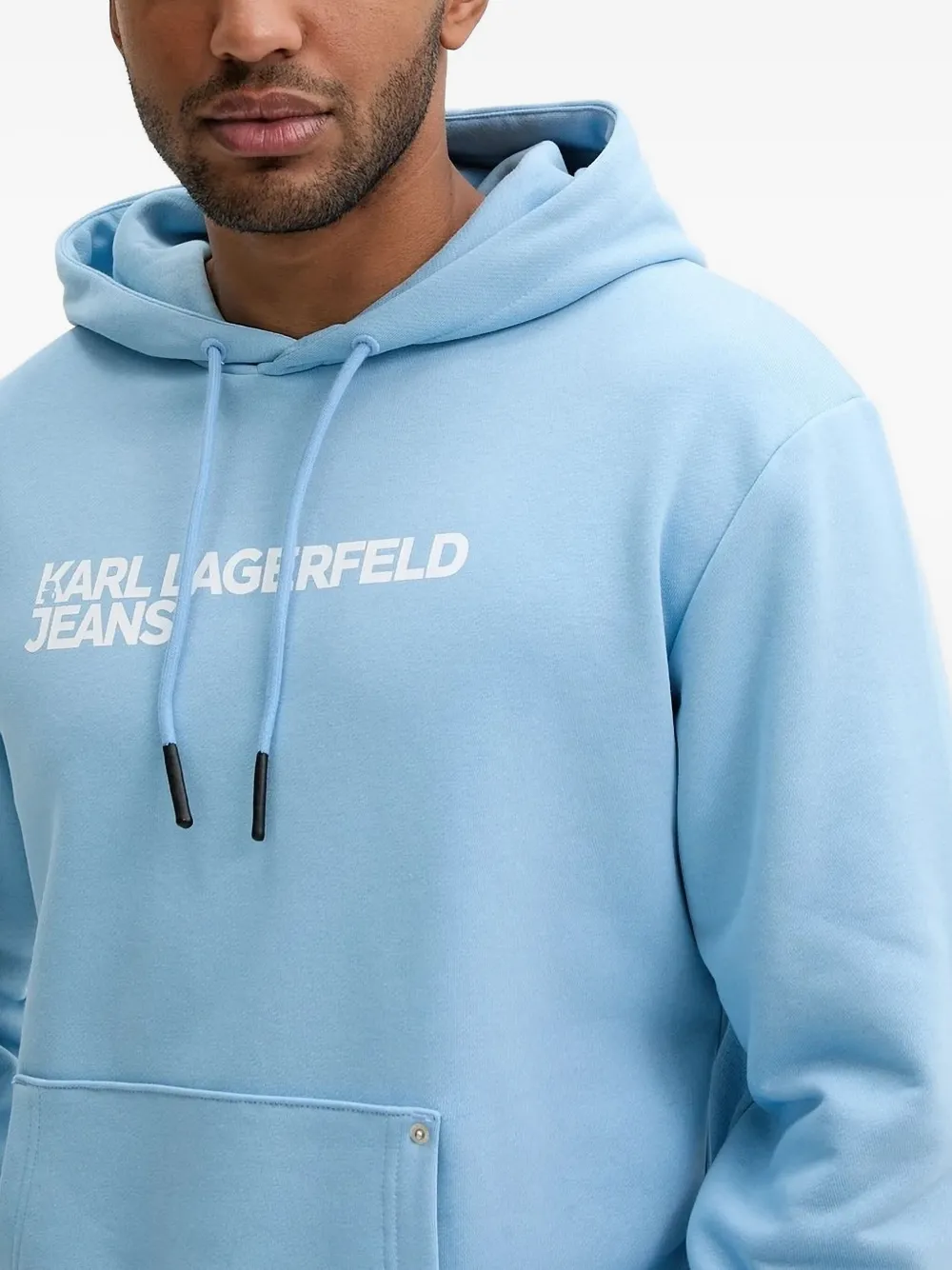 Karl Lagerfeld Jeans logo-print kangaroo-pocket hoodie Blauw