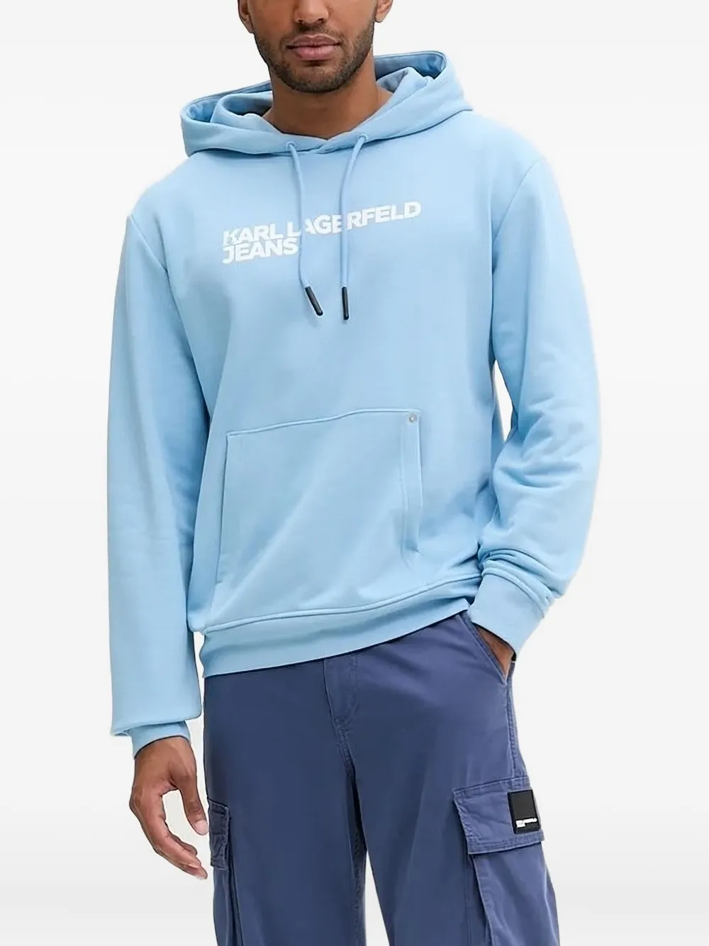 Karl Lagerfeld Jeans logo-print kangaroo-pocket hoodie Blauw