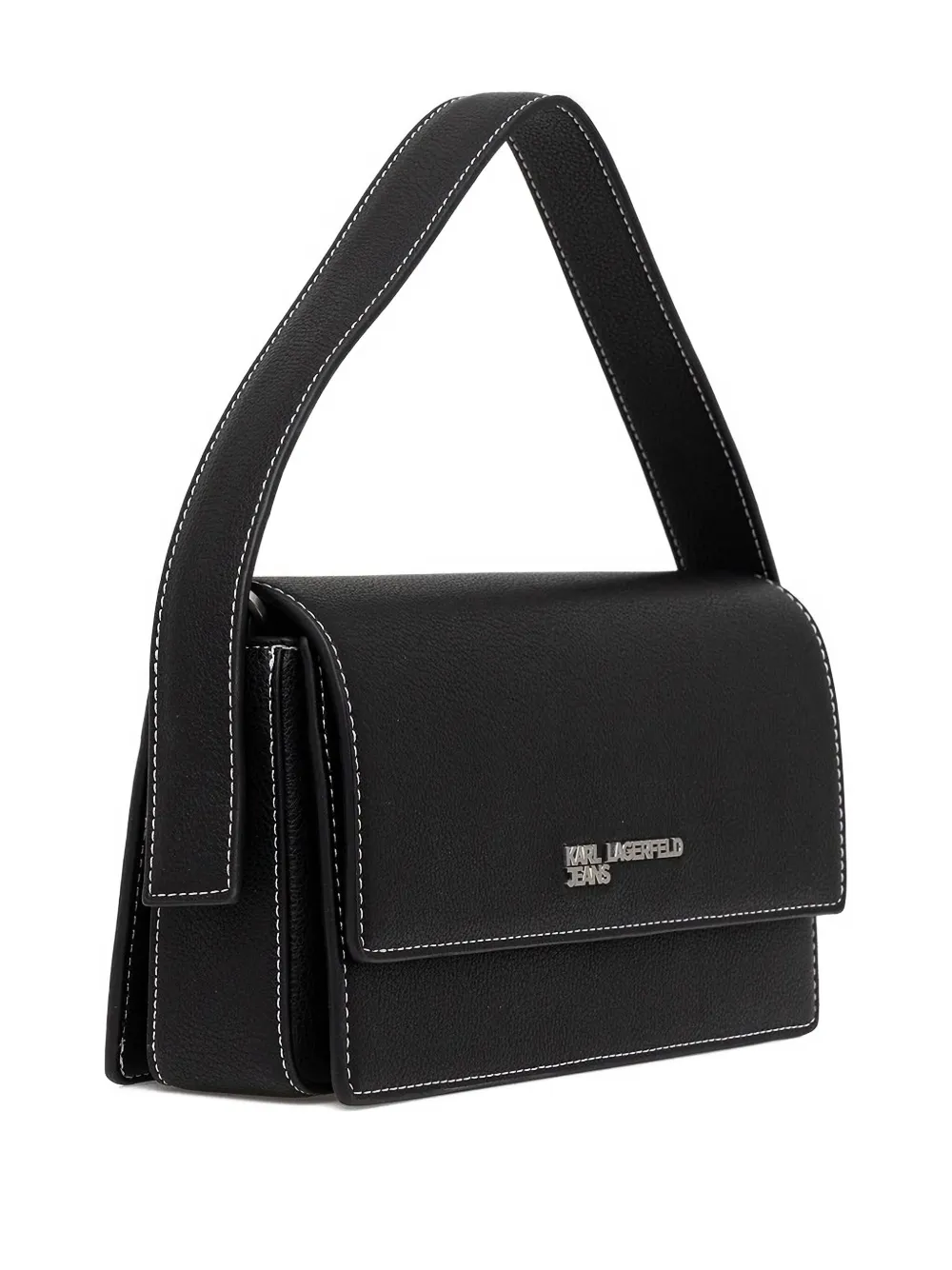 Karl Lagerfeld Jeans Logo-plaque Contrast-stitch Shoulder Bag In Black