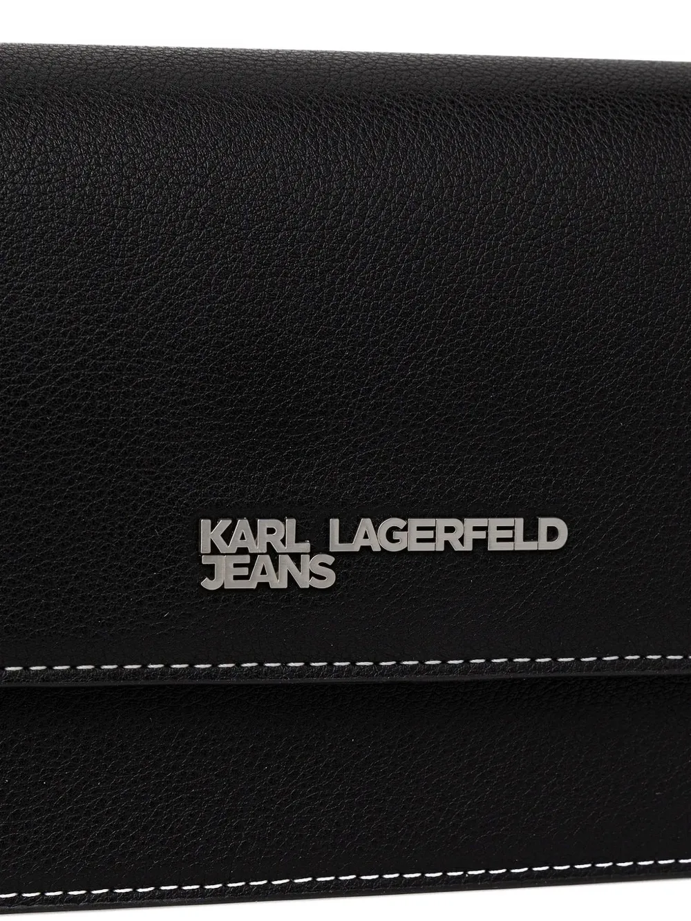 Karl Lagerfeld Jeans Logo-plaque Contrast-stitch Shoulder Bag In Black