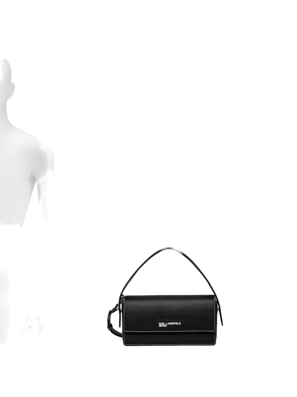 Karl Lagerfeld Jeans Logo-plaque Contrast-stitch Shoulder Bag In Black
