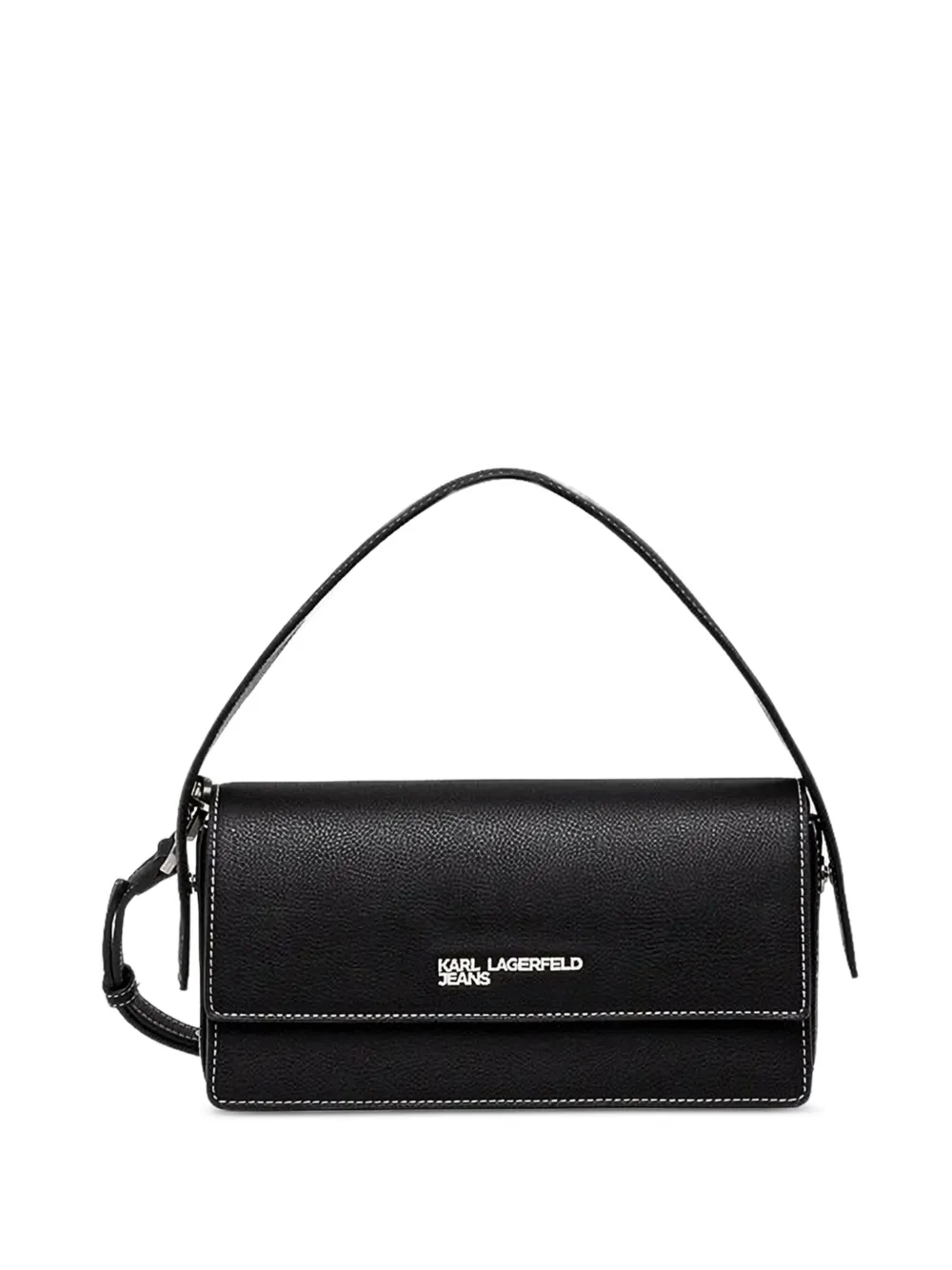 Karl Lagerfeld Jeans logo-plaque contrast-stitch shoulder bag | Black | Image 1