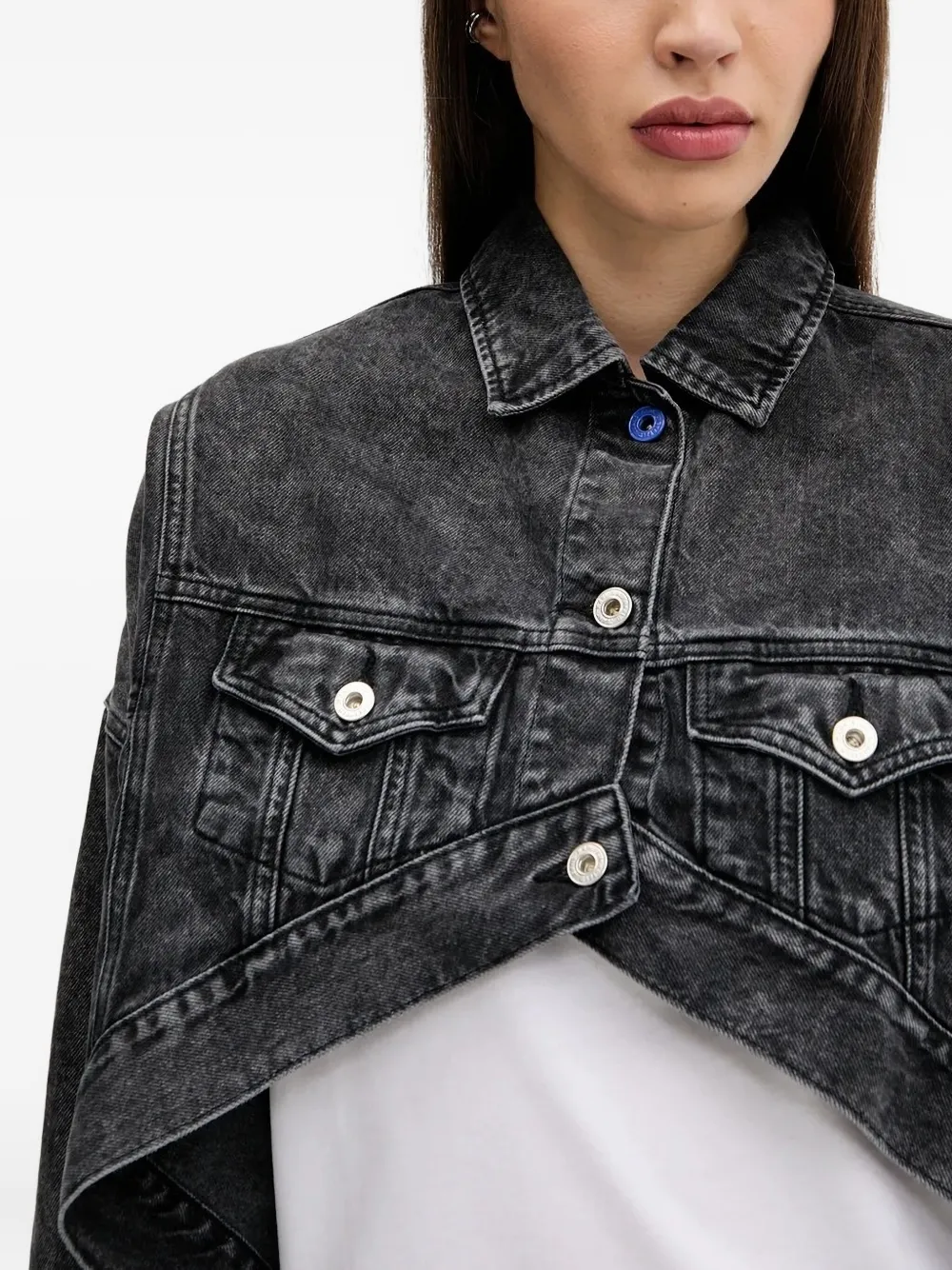 Karl Lagerfeld Jeans asymmetrical cropp denim jacket Zwart