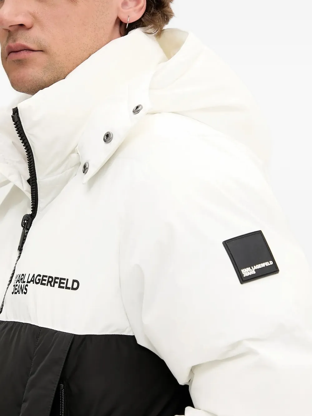 Karl Lagerfeld Jeans hooded puffer jacket Wit