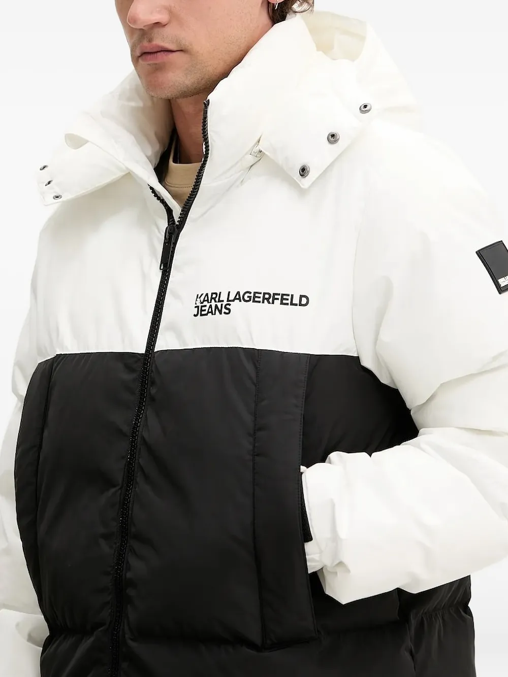 Karl Lagerfeld Jeans hooded puffer jacket Wit