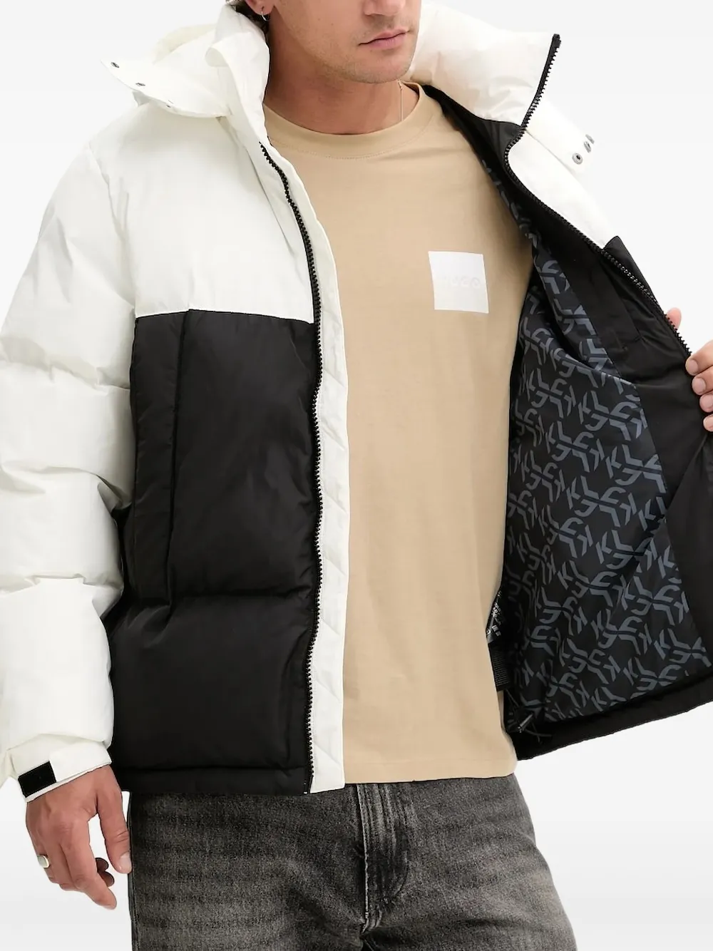 Karl Lagerfeld Jeans hooded puffer jacket Wit