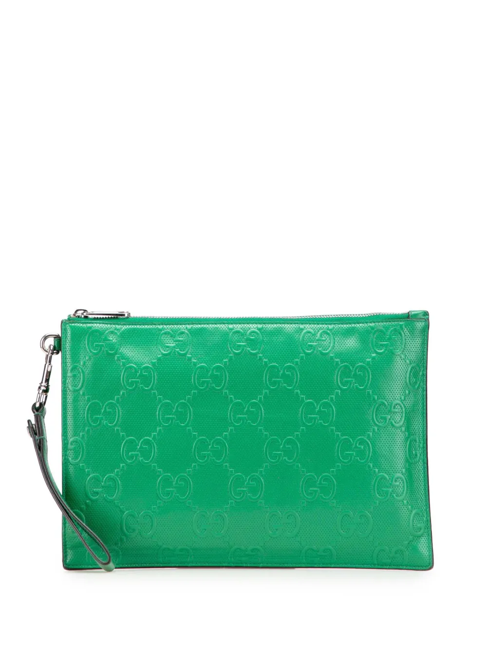 Gucci Pre-Owned 2016-2025 GG テニス エンボスレザー リストレット クラッチバッグ - グリーン Gucci Pre-Owned 2016-2025 GG テニス エンボスレザー リストレット クラッチバッグ - グリーン