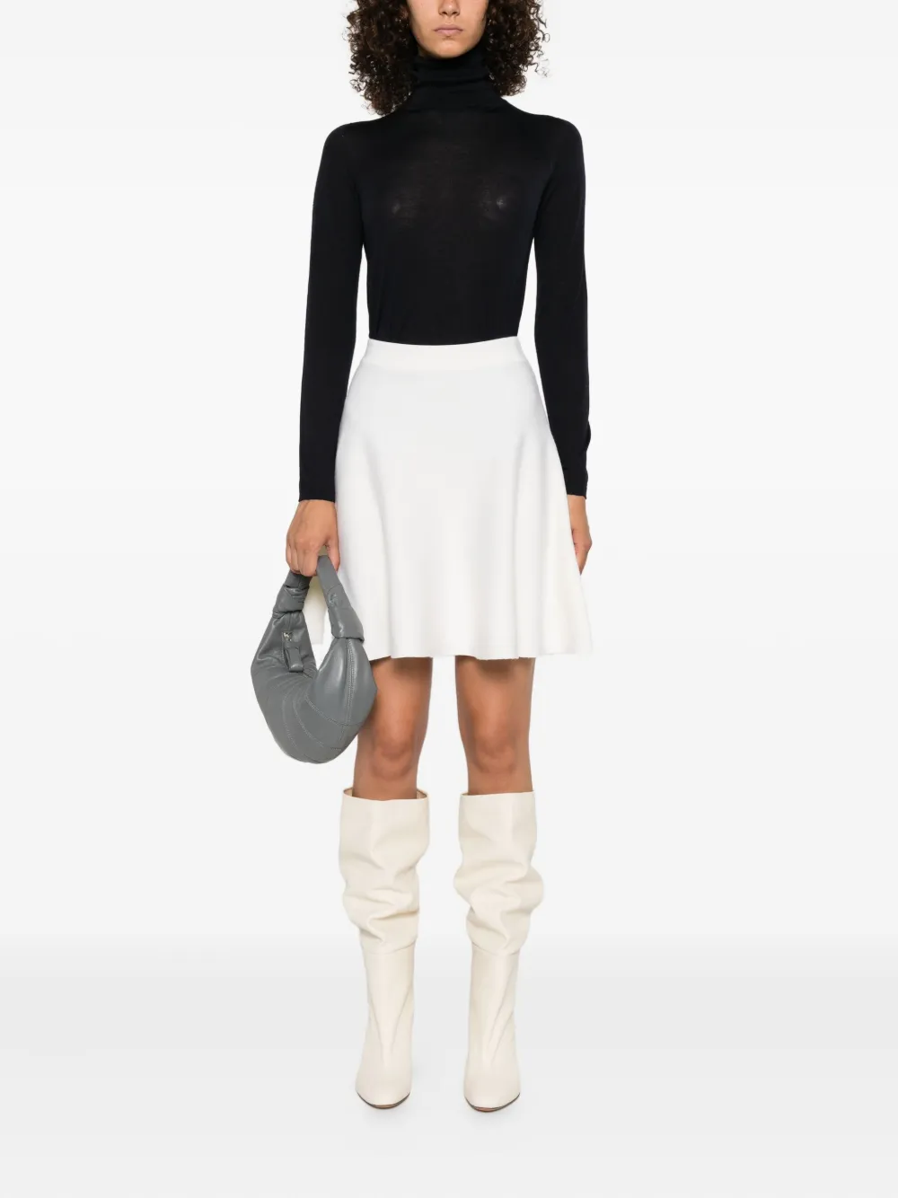 Max Mara Wool Flared Skirt In White