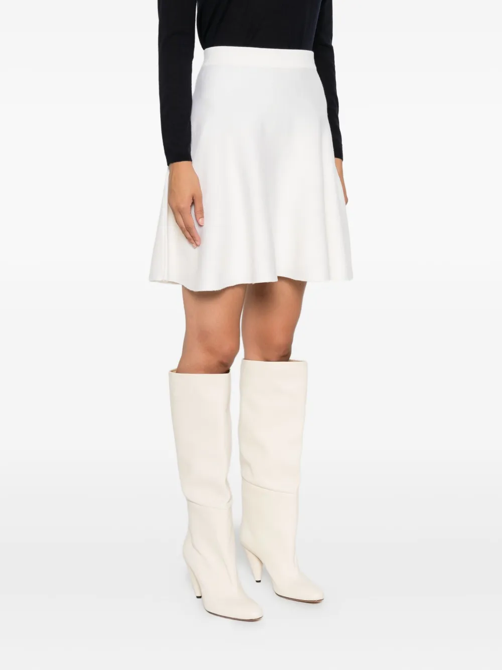 Max Mara Wool Flared Skirt In White