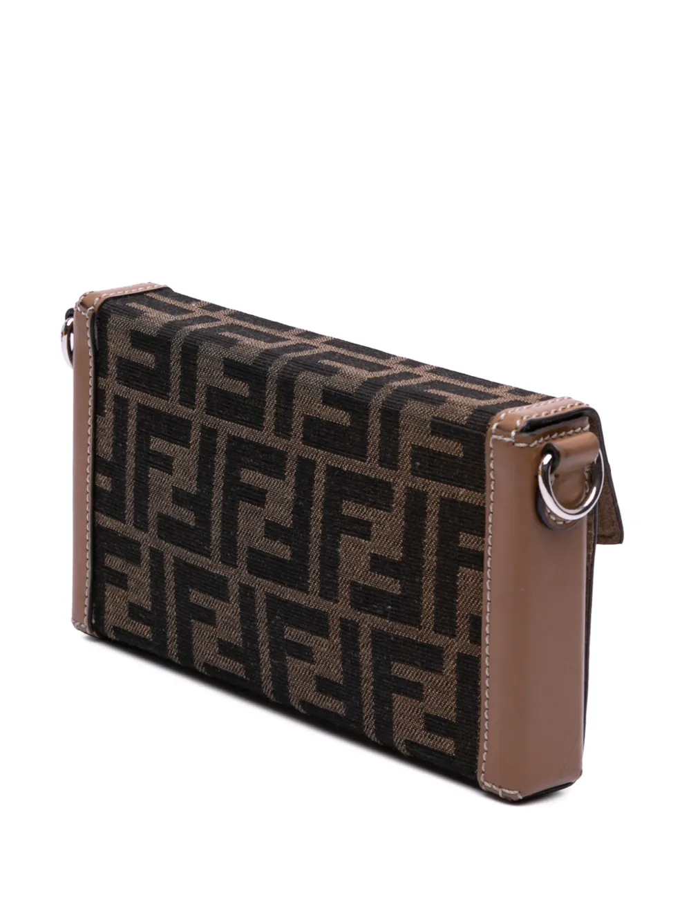 Pre-owned Fendi 2000-2010 Zucca Canvas Soft Trunk Baguette Phone Pouch Crossbody Bag