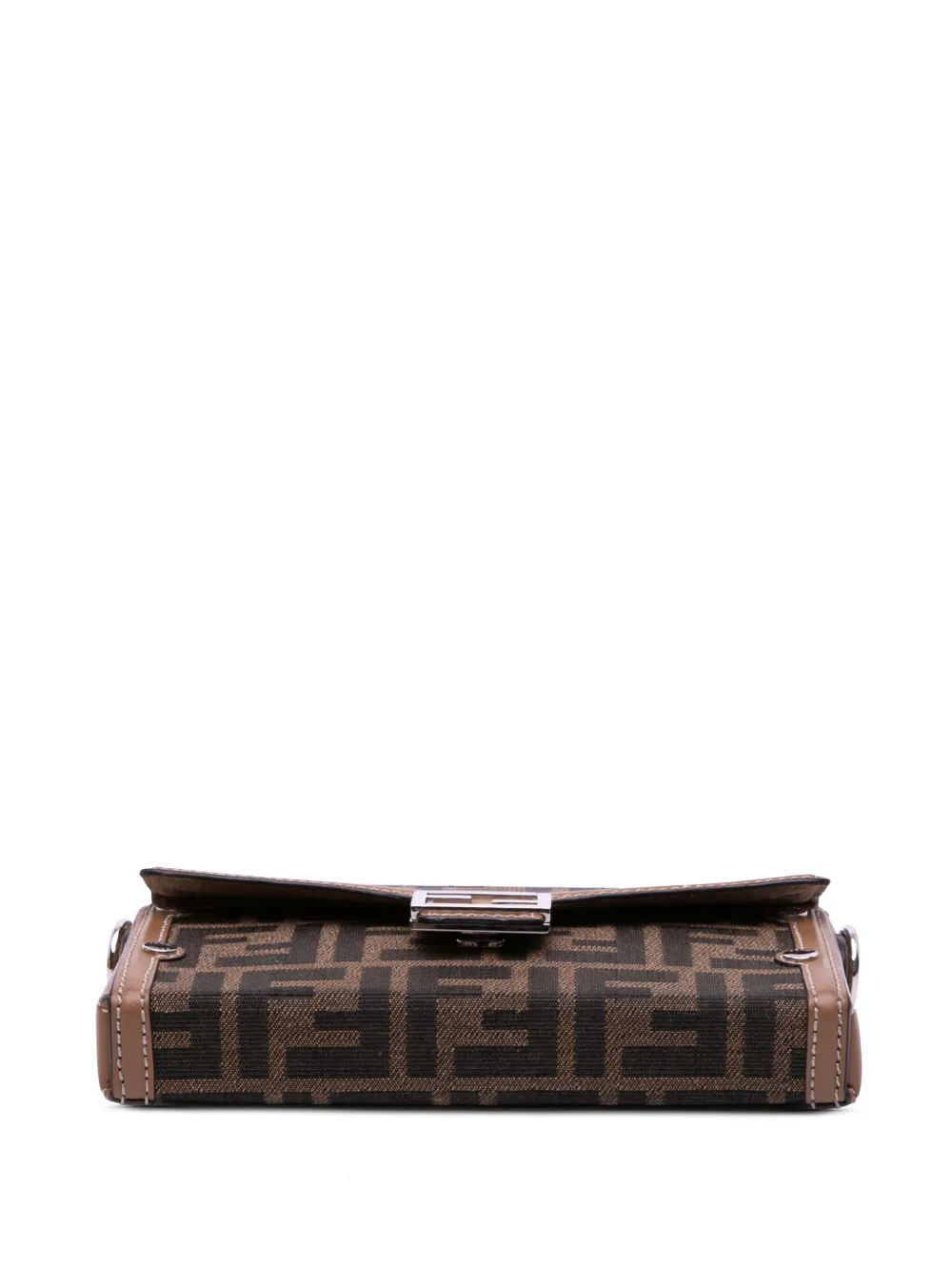 Pre-owned Fendi 2000-2010 Zucca Canvas Soft Trunk Baguette Phone Pouch Crossbody Bag