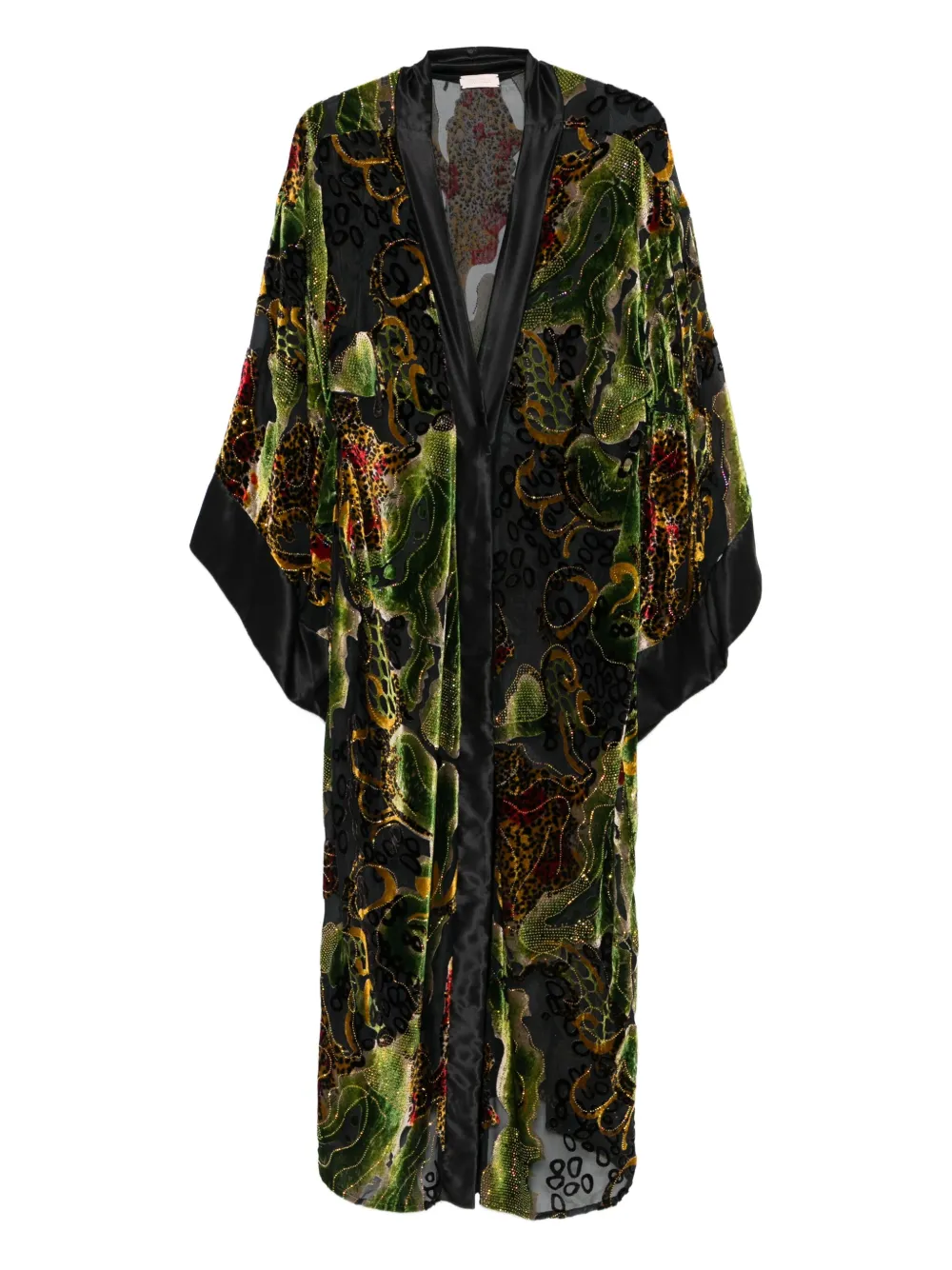silk-velvet crystal-embellished coat