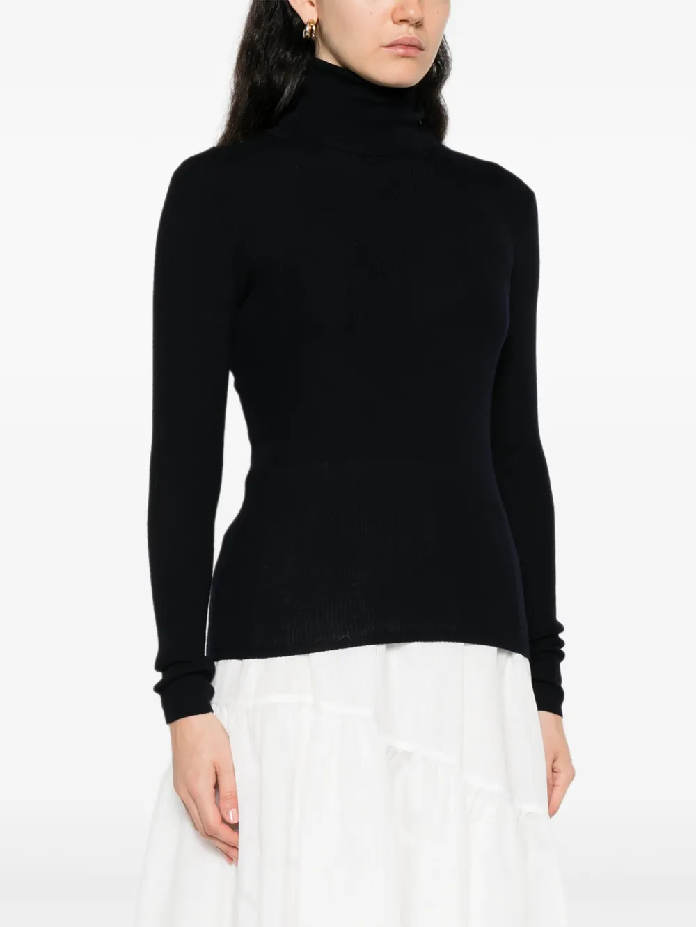 P.A.R.O.S.H. Geribbelde top met col Zwart