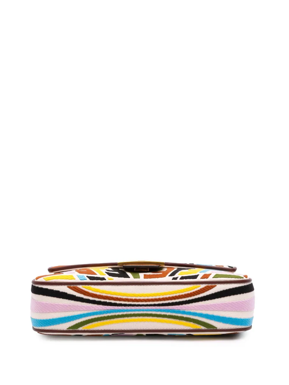 Pre-owned Fendi 2010-2025 Sarah Coleman Zucca Embroidered Canvas Fish Eye Vertigo Baguette Satchel