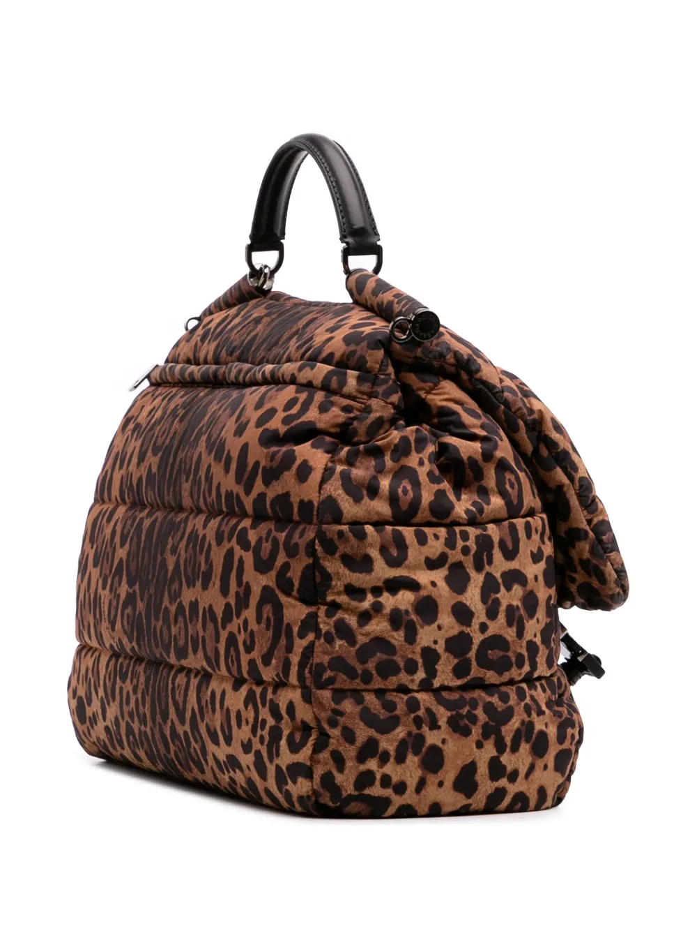 Pre-owned Dolce & Gabbana 2000-2025 Nylon Leopard Print Miss Sicily Satchel