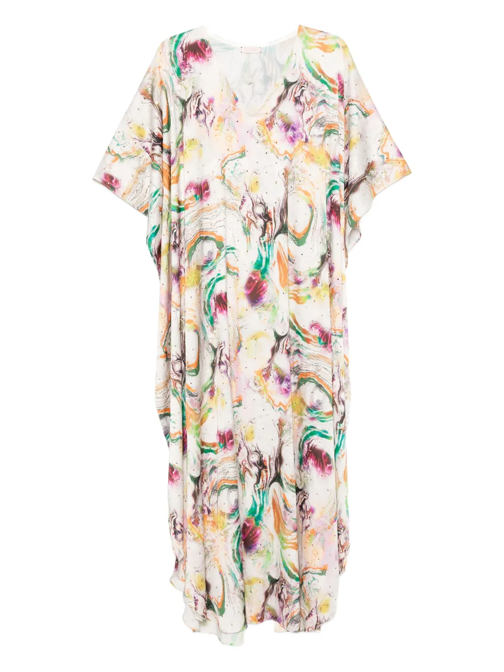 marble-print kaftan dress
