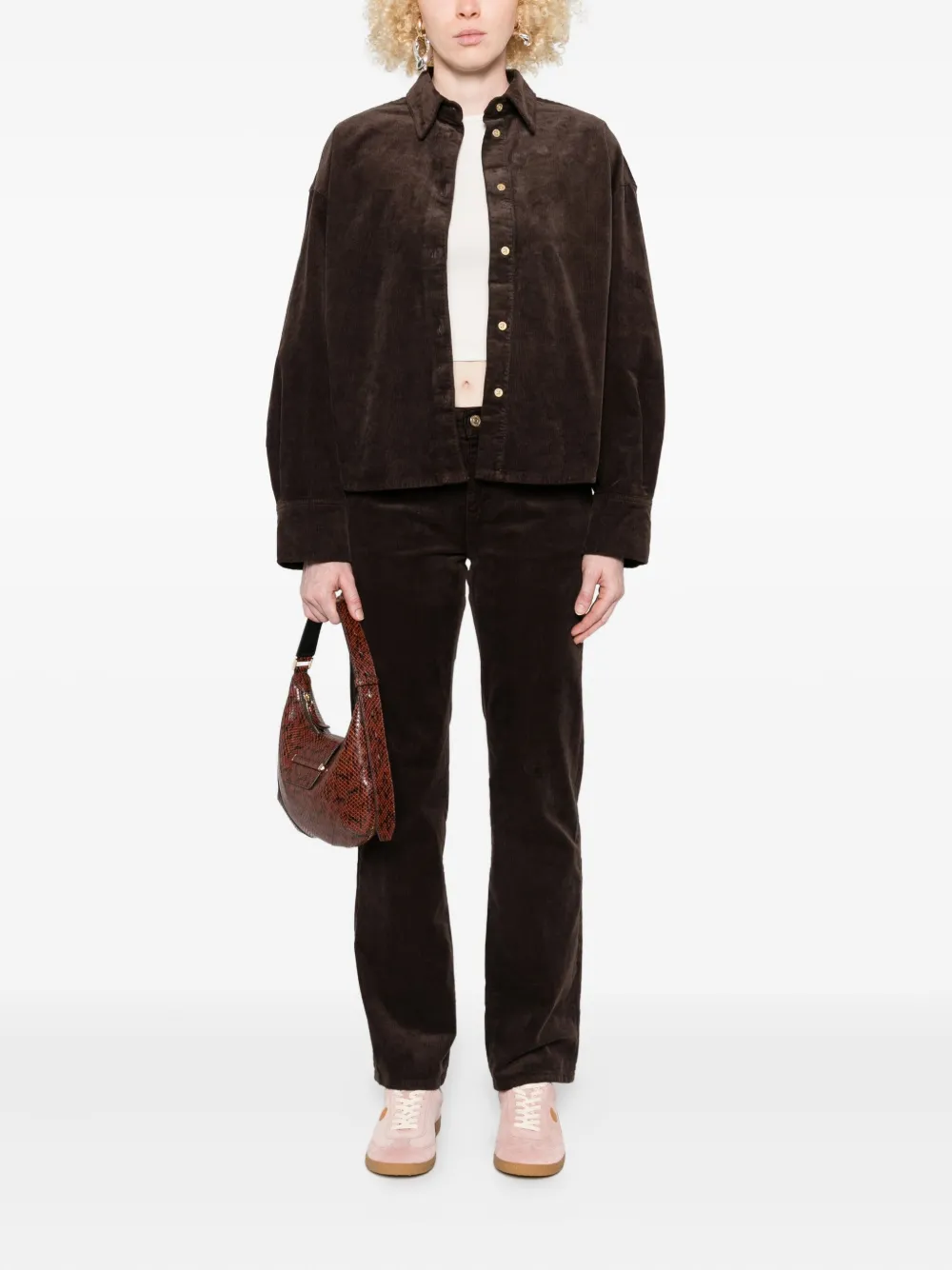 7 For All Mankind Corduroy Button-up Shirt In Brown