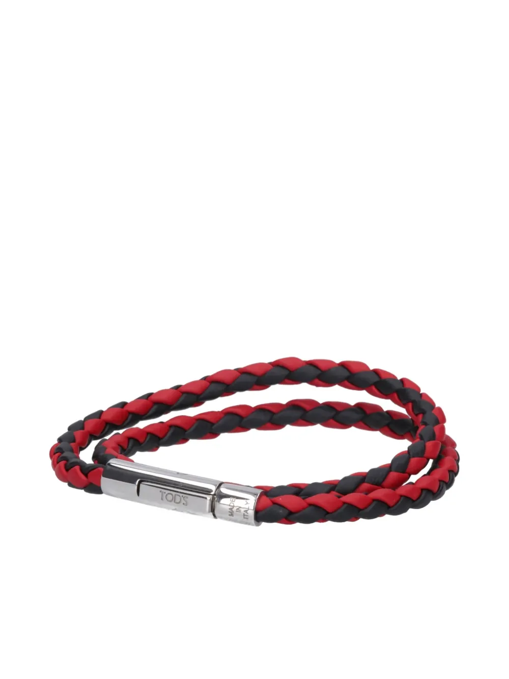 Tod's Black And Red Leather Double Wrap Bracelet In Black