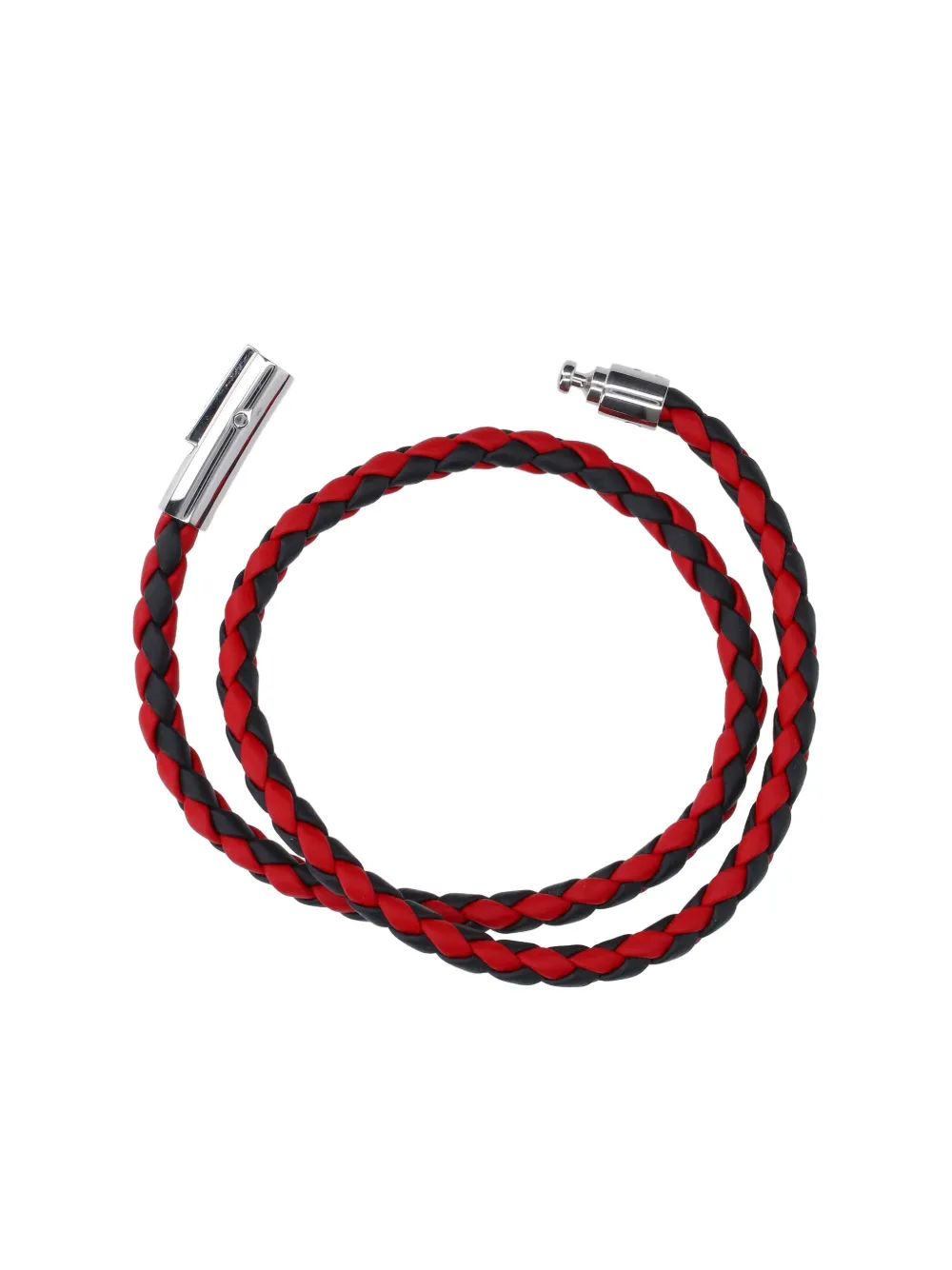 Tod's Black And Red Leather Double Wrap Bracelet In Black