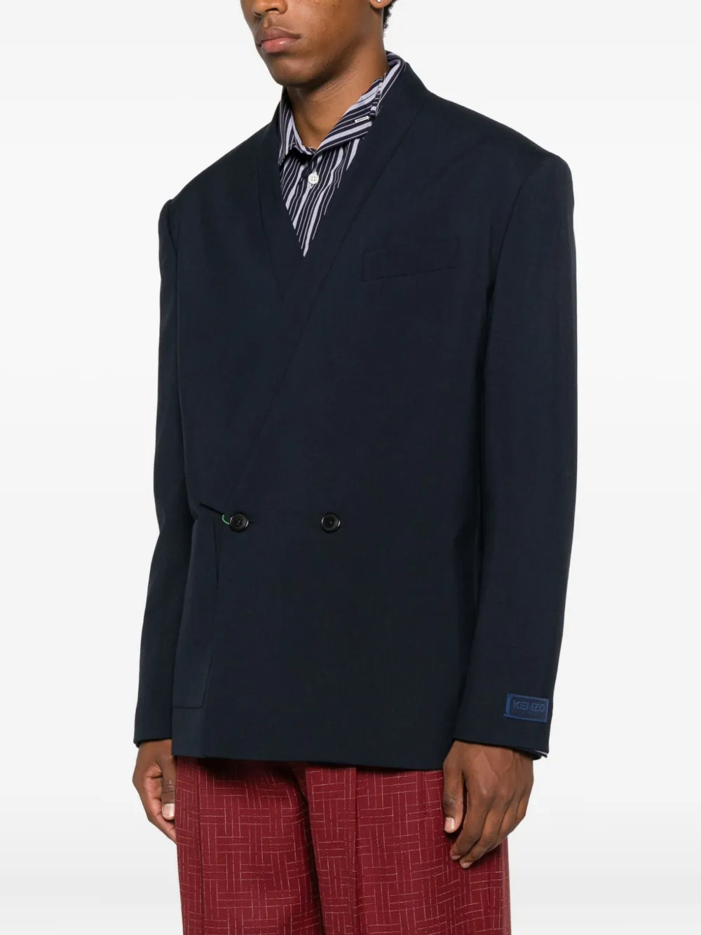 Kenzo Asymmetric Double-breasted Jacket In Black