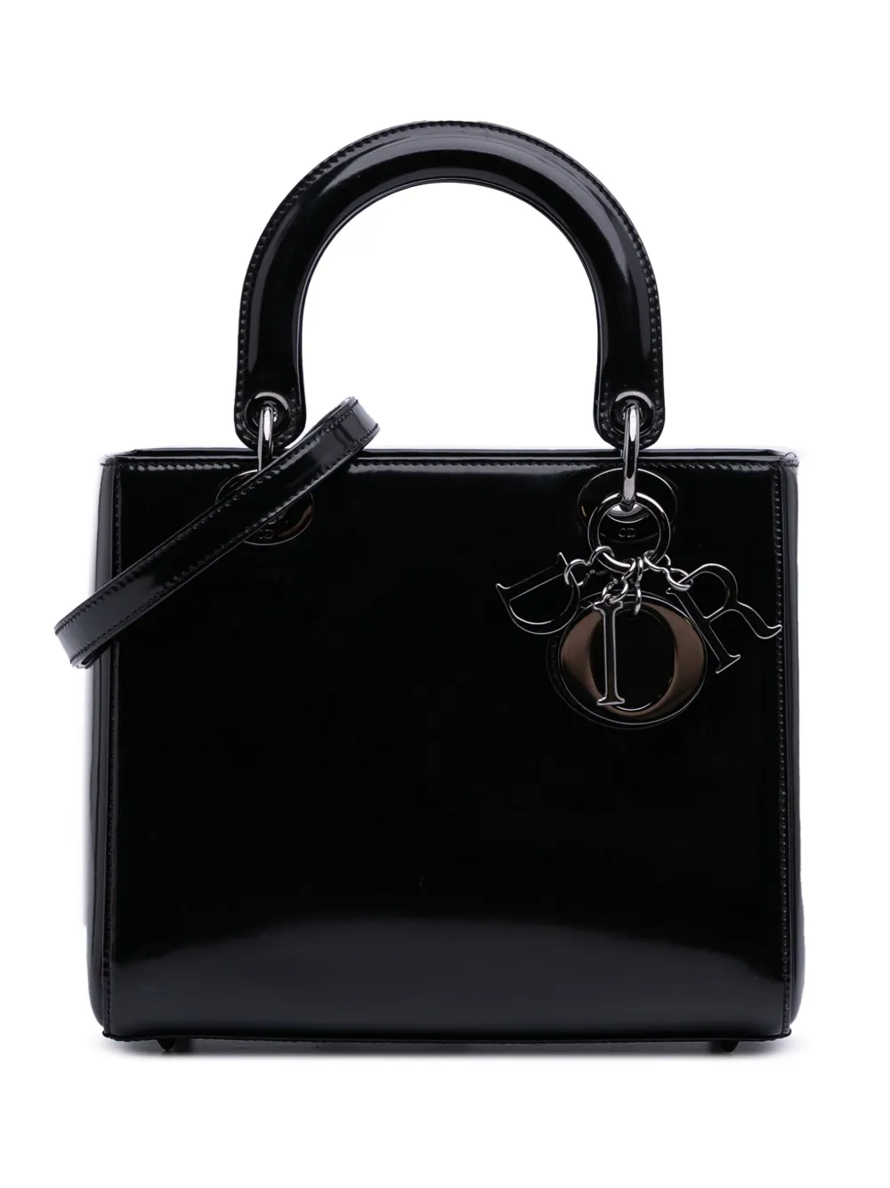 Christian Dior Pre-Owned 2013 Medium Patent Lady Dior satchel - ブラック Christian Dior Pre-Owned 2013 Medium Patent Lady Dior satchel - ブラック