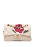 CHANEL Pre-Owned 2003-2004 Medium Quilted Lambskin Rose Applique Wild Stitch Single Flap shoulder bag - White