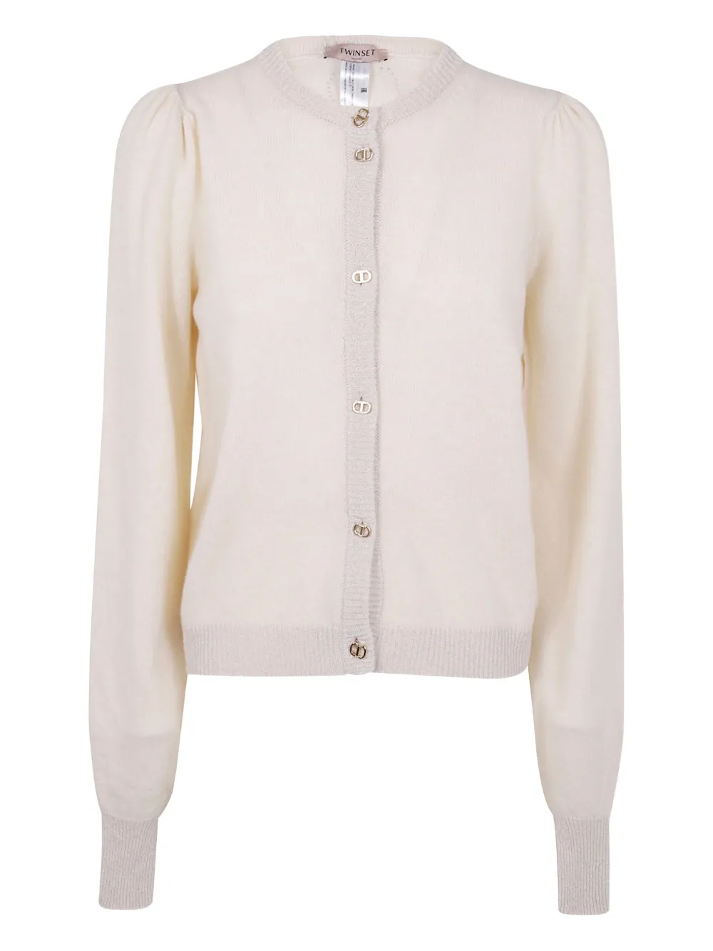 puff-sleeve button cardigan