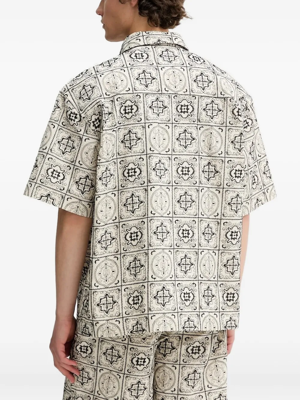 Les Deux Overhemd met geborduurd patchwork - Beige