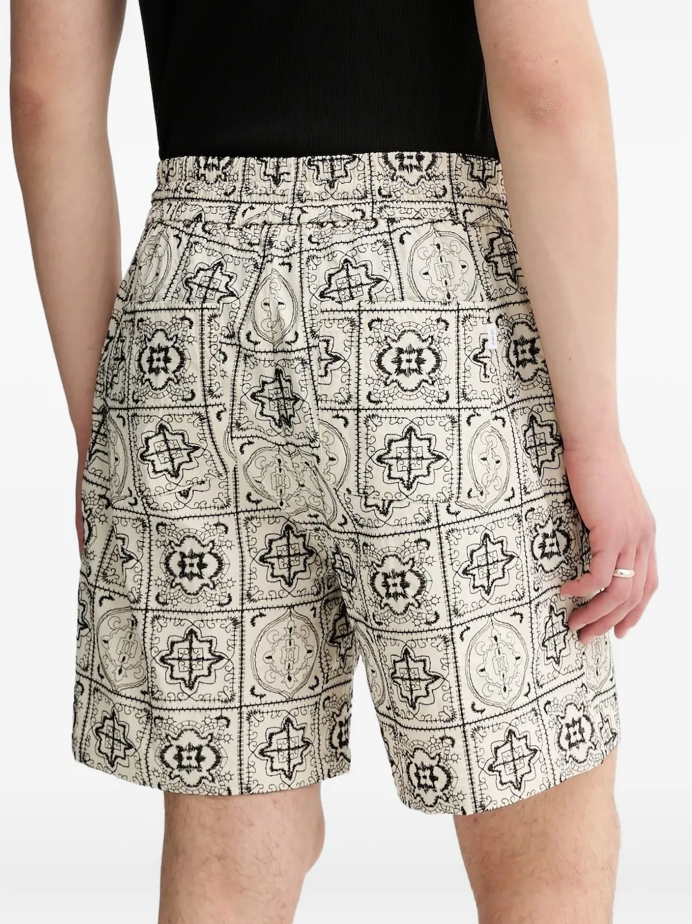 Les Deux Harry AOE Tile embroidered-print shorts - Beige