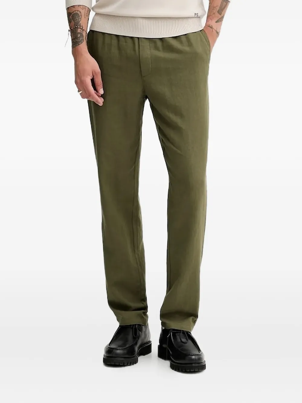 Les Deux Patrick elastic-waistband trousers Groen