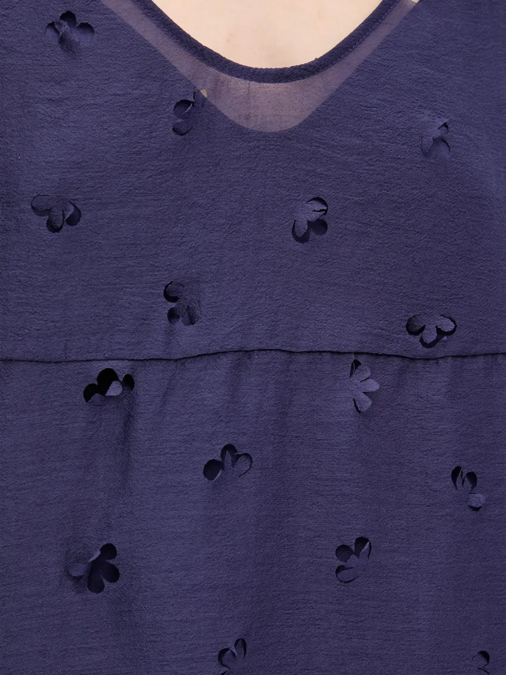 Stine Goya Midi-jurk met pofmouwen en uitgesneden bloemen Blauw