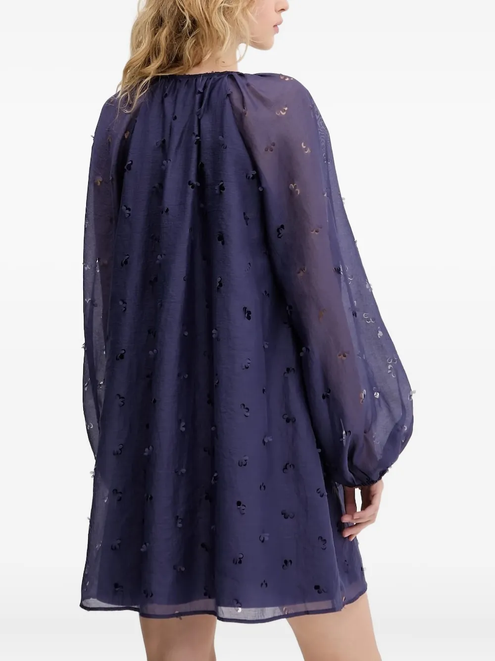 Stine Goya floral-cutout smock mini dress Paars