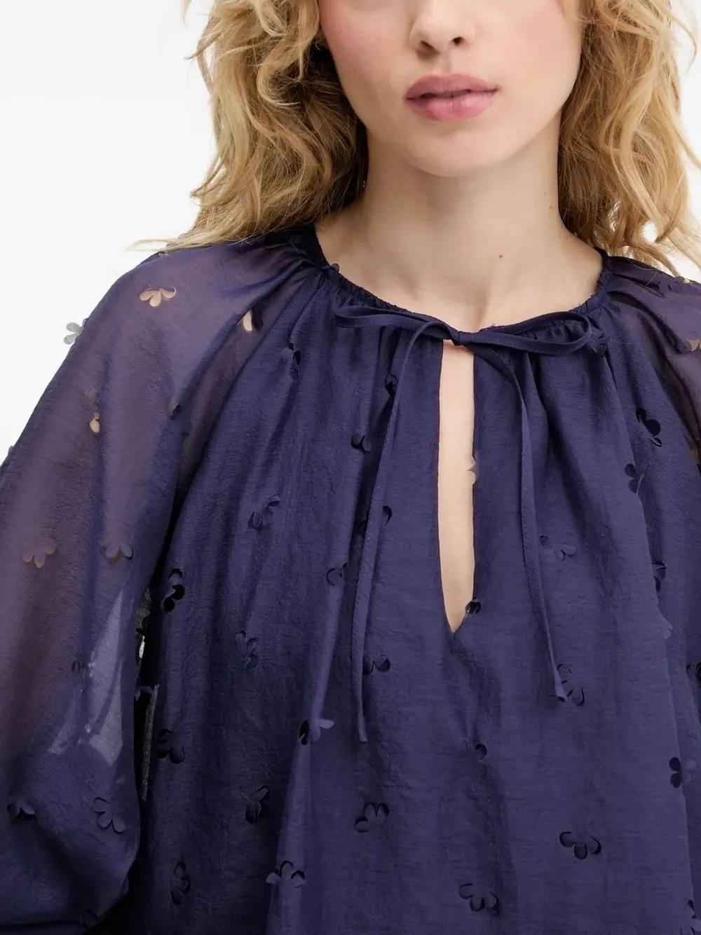 Stine Goya floral-cutout smock mini dress Paars