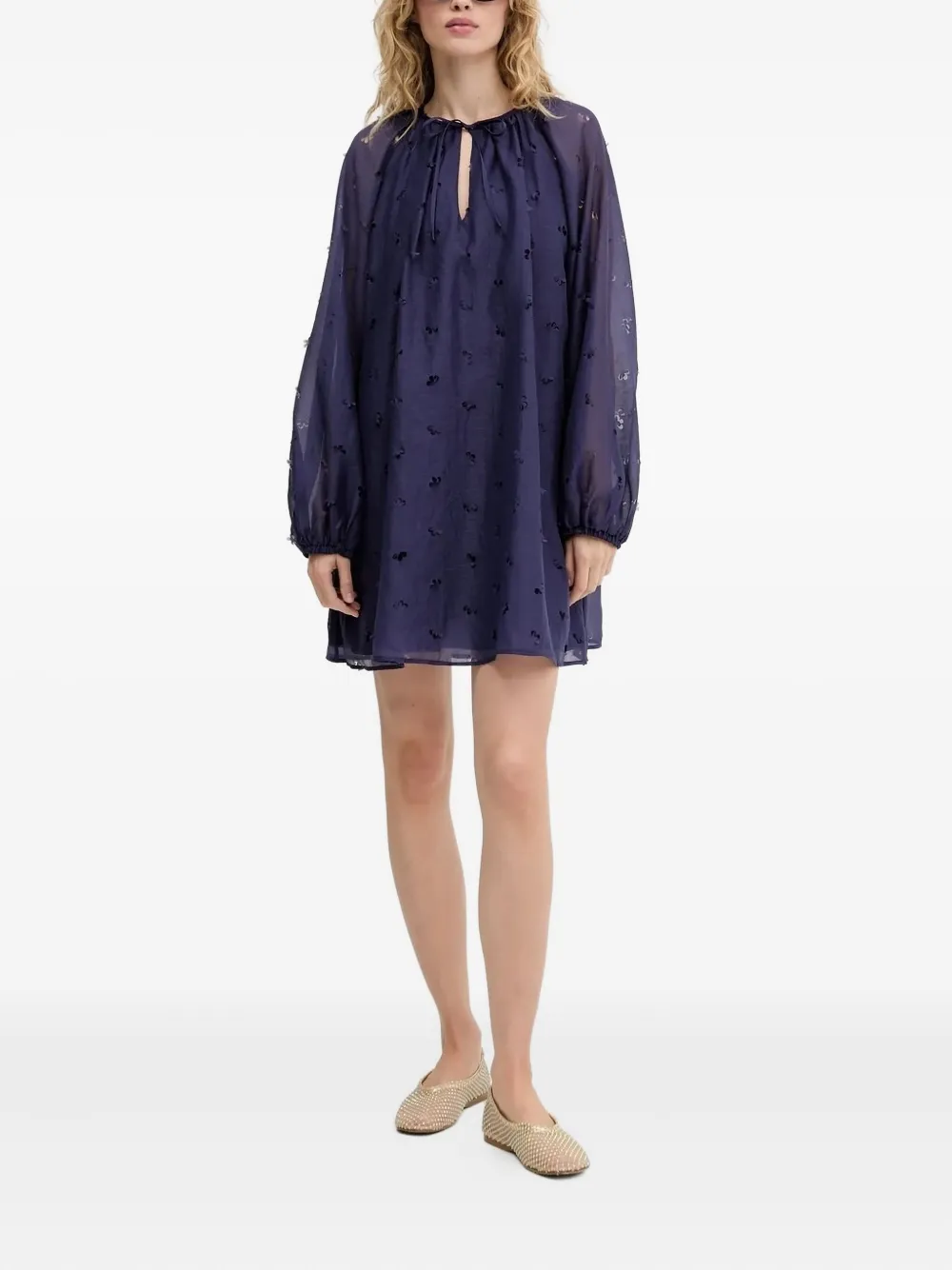 Stine Goya floral-cutout smock mini dress Paars