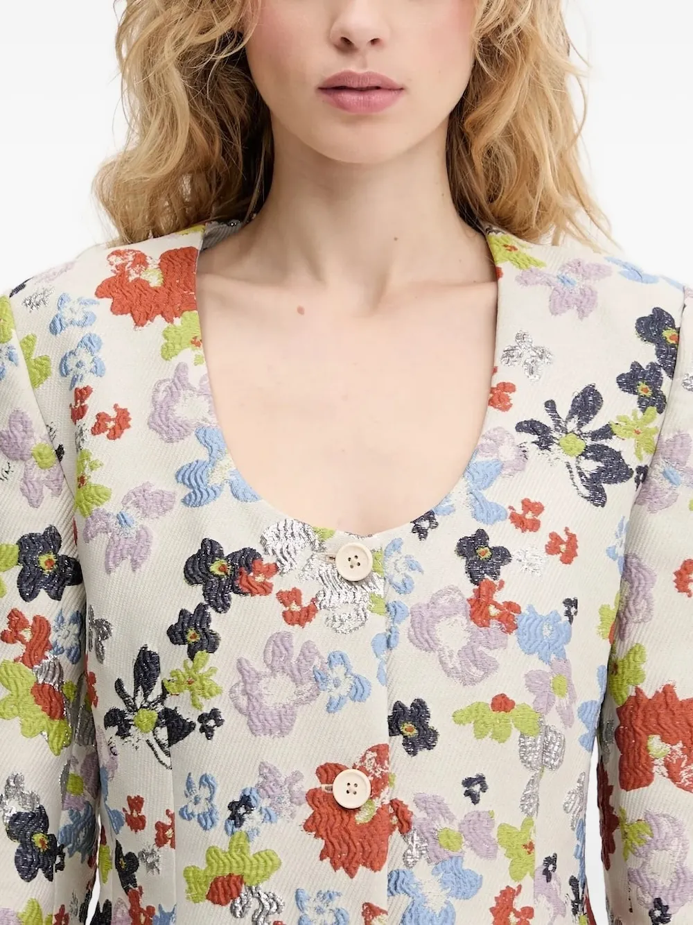 Stine Goya floral-brocade jacket Wit