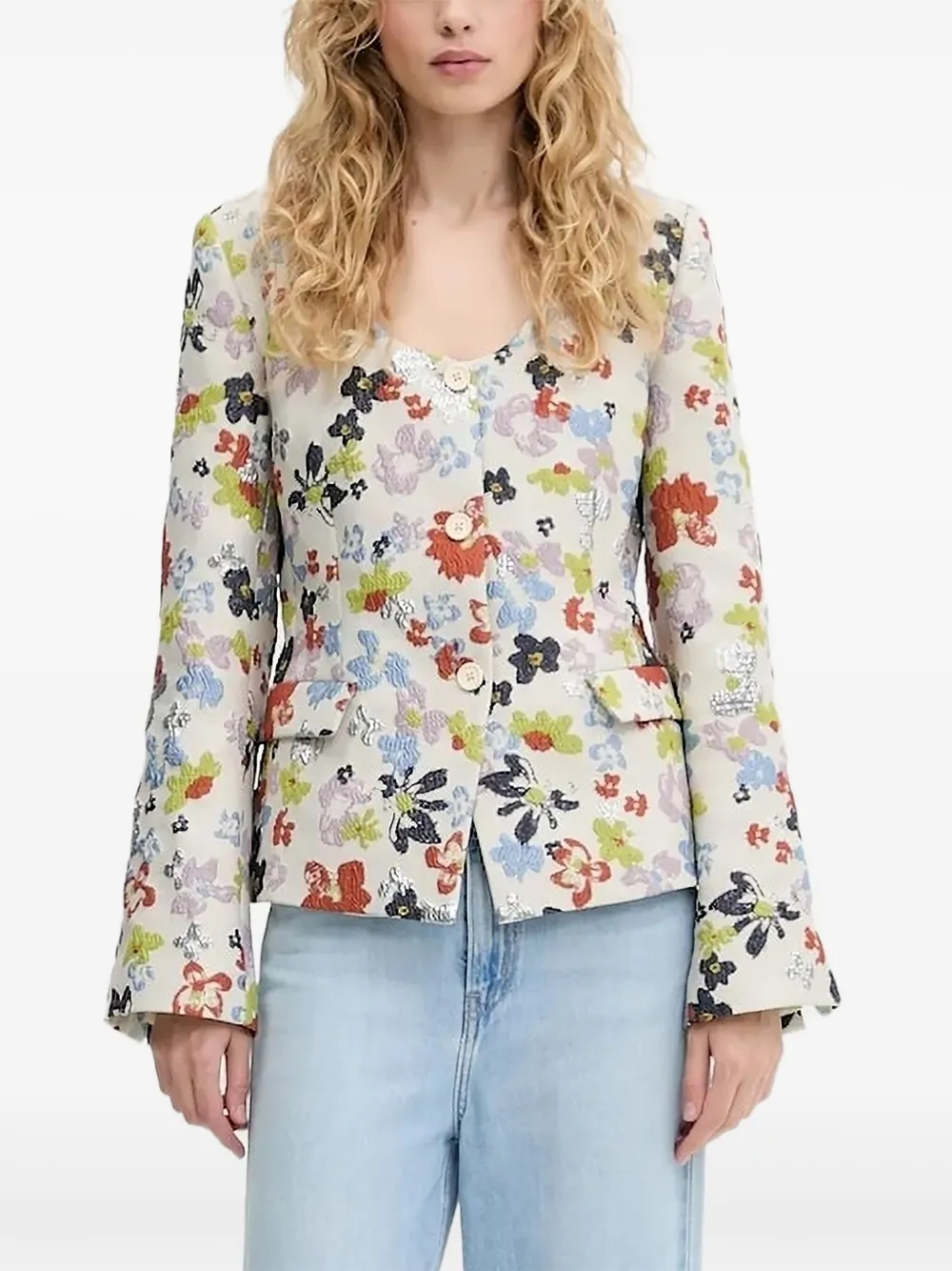 Stine Goya floral-brocade jacket Wit