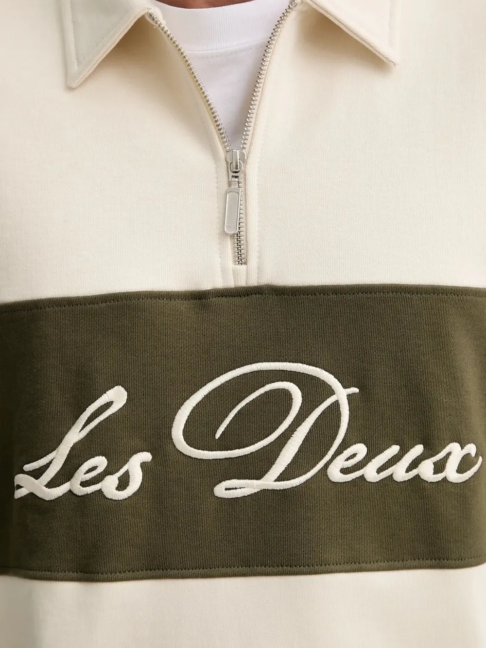 Les Deux half-zip panelled sweatshirt Beige