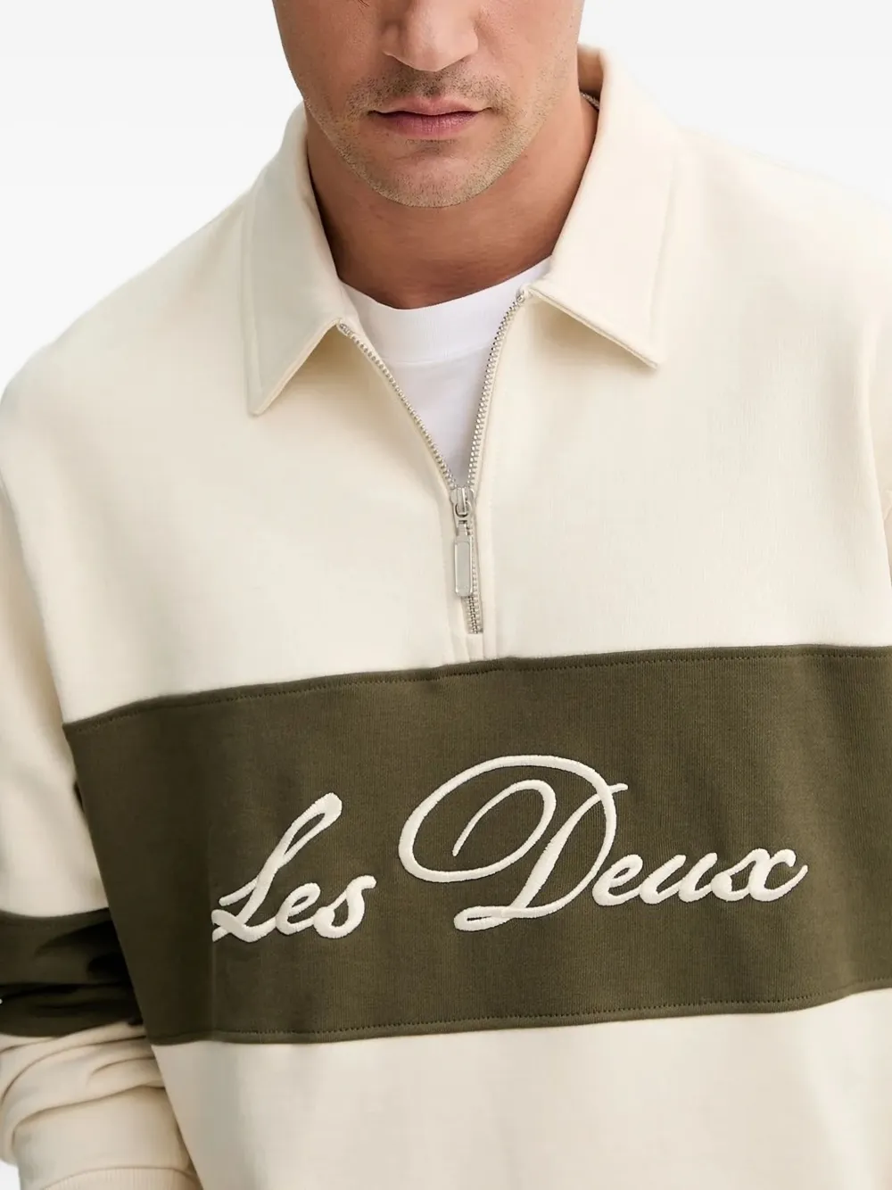 Les Deux half-zip panelled sweatshirt Beige