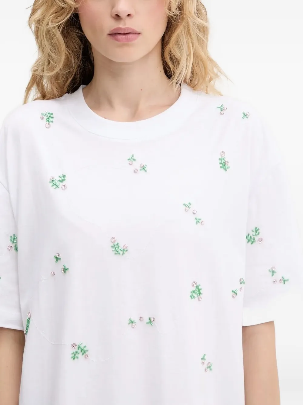 Stine Goya embellished floral-print T-shirt Wit