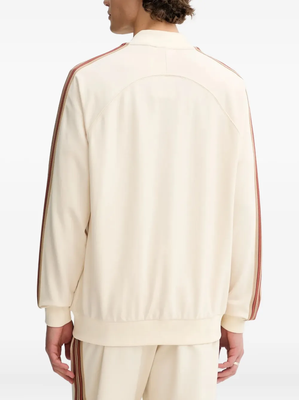 Les Deux Clyde sweater met rits en gestreept detail Beige