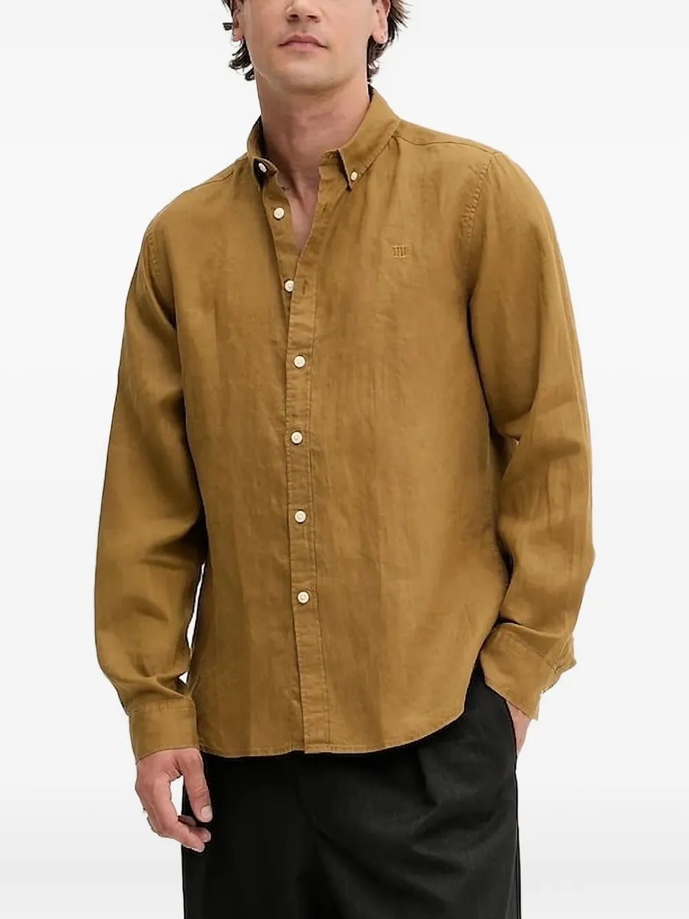 Les Deux Embroidered Linen Shirt In Brown