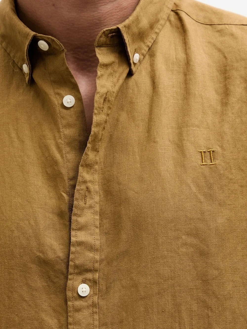 Les Deux Embroidered Linen Shirt In Brown
