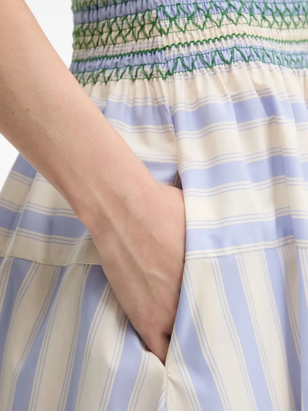 Stine Goya smocked striped midi dress Veelkleurig