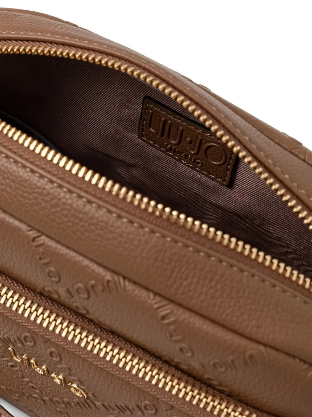 LIU JO Kleine crossbodytas met logoplakkaat en kettingband Bruin
