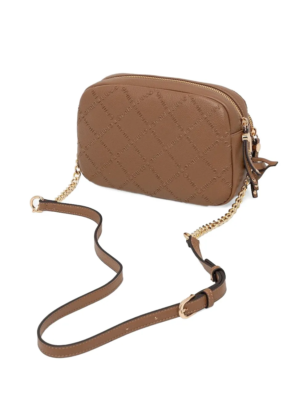 LIU JO Kleine crossbodytas met logoplakkaat en kettingband Bruin