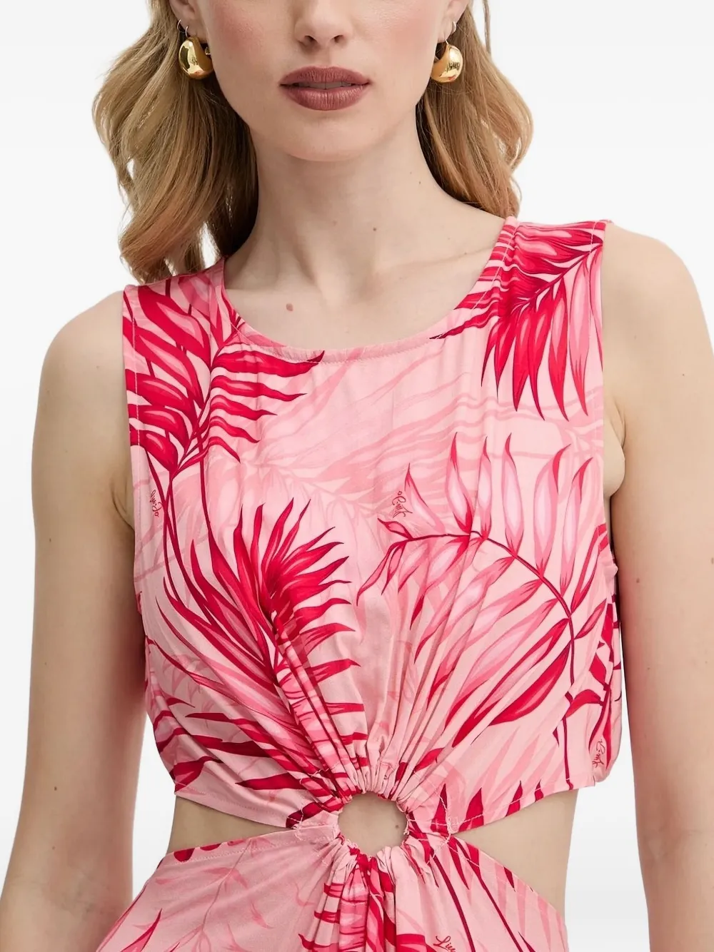 LIU JO Maxi-jurk met bladerprint en uitgesneden details Roze