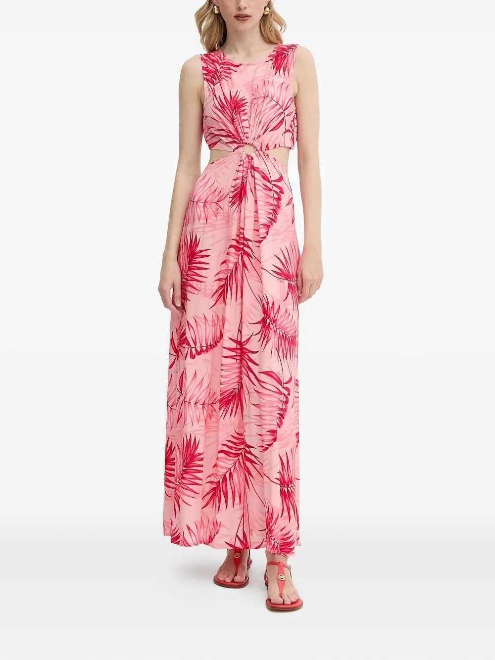 LIU JO Maxi-jurk met bladerprint en uitgesneden details Roze