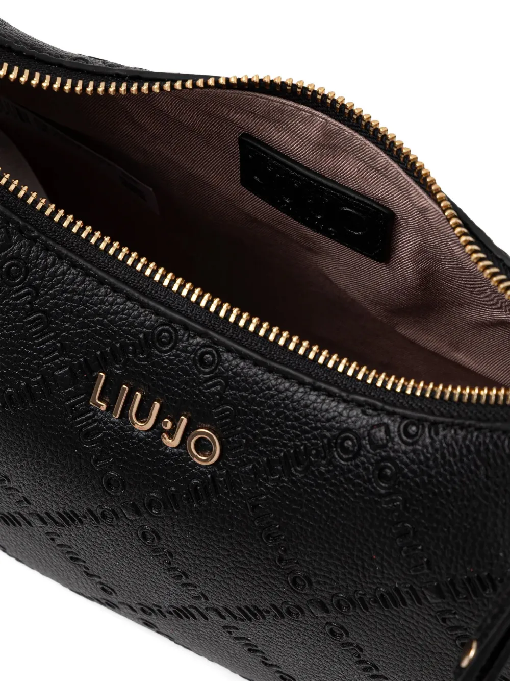 LIU JO Schoudertas met logoplakkaat en ketting Zwart